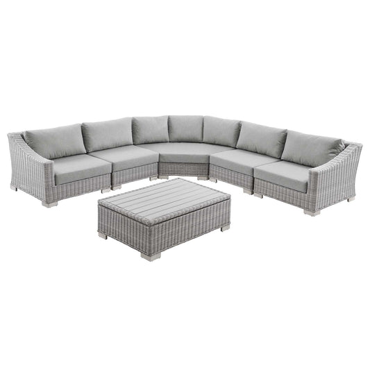 Modway Conway Outdoor Patio Wicker Rattan 6-Piece Sectional Sofa Furniture Set | Outdoor Sofas, Loveseats & Sectionals | 