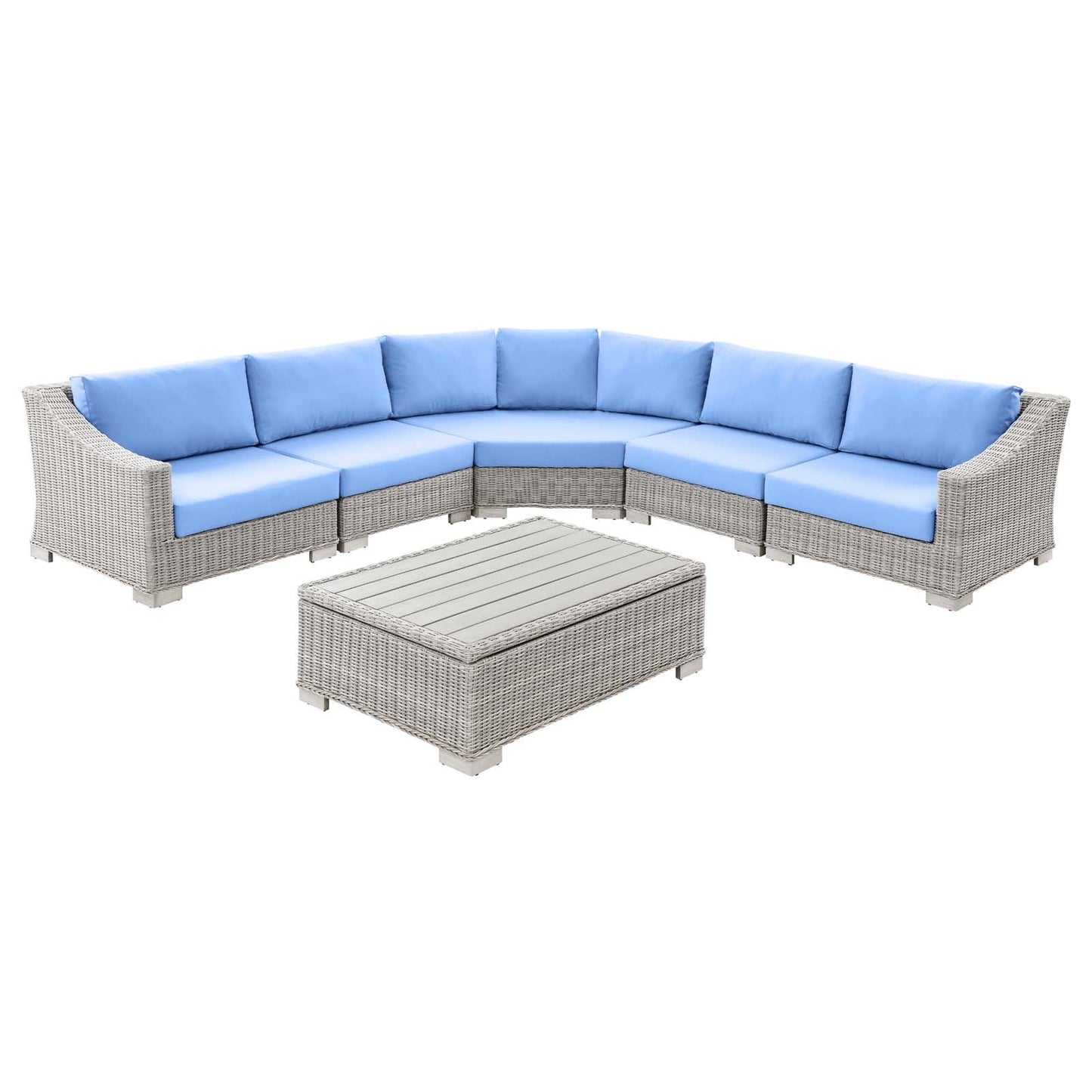 Modway Conway Outdoor Patio Wicker Rattan 6-Piece Sectional Sofa Furniture Set | Outdoor Sofas, Loveseats & Sectionals
