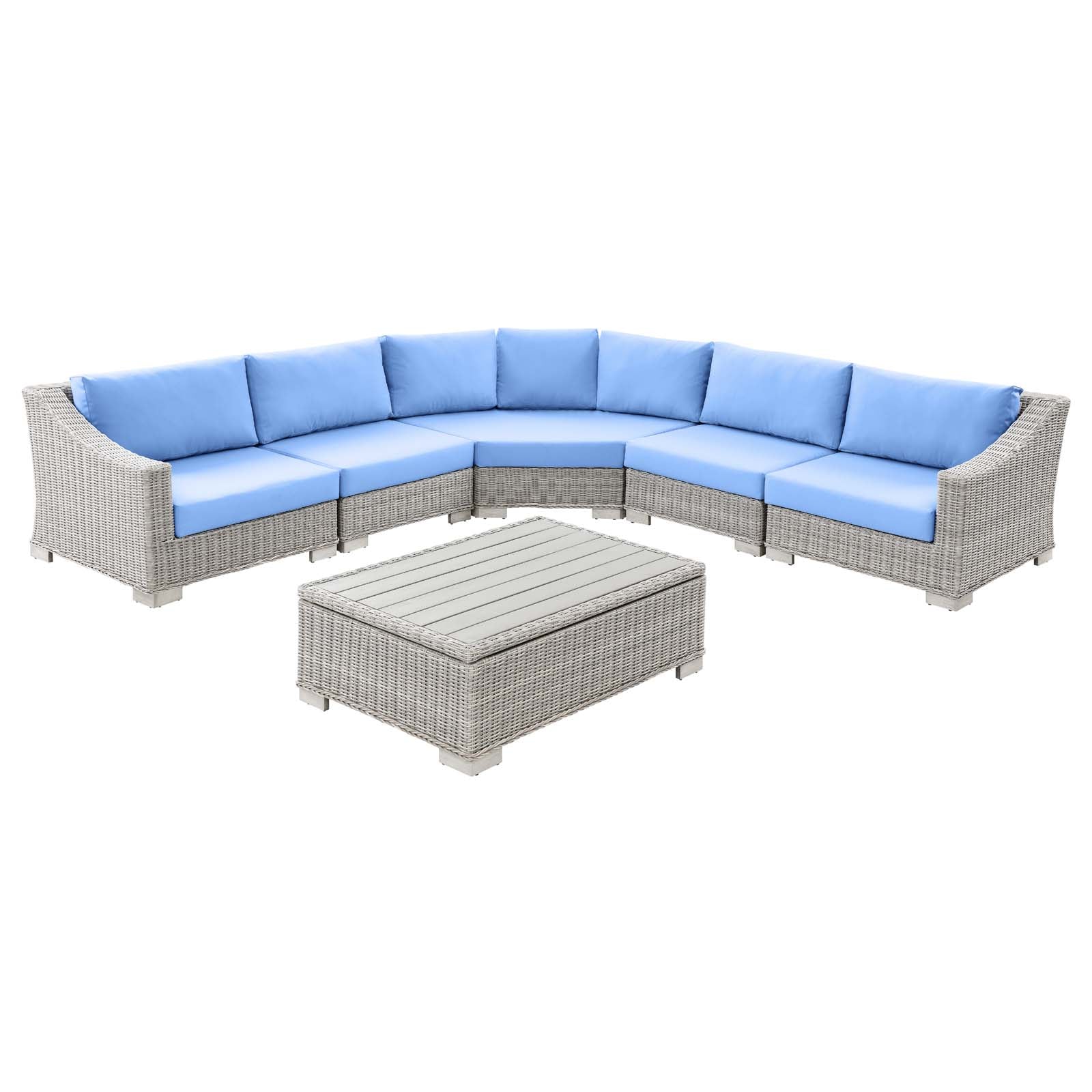Modway Conway Outdoor Patio Wicker Rattan 6-Piece Sectional Sofa Furniture Set | Outdoor Sofas, Loveseats & Sectionals