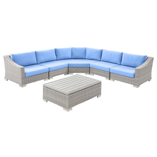 Modway Conway Outdoor Patio Wicker Rattan 6-Piece Sectional Sofa Furniture Set | Outdoor Sofas, Loveseats & Sectionals