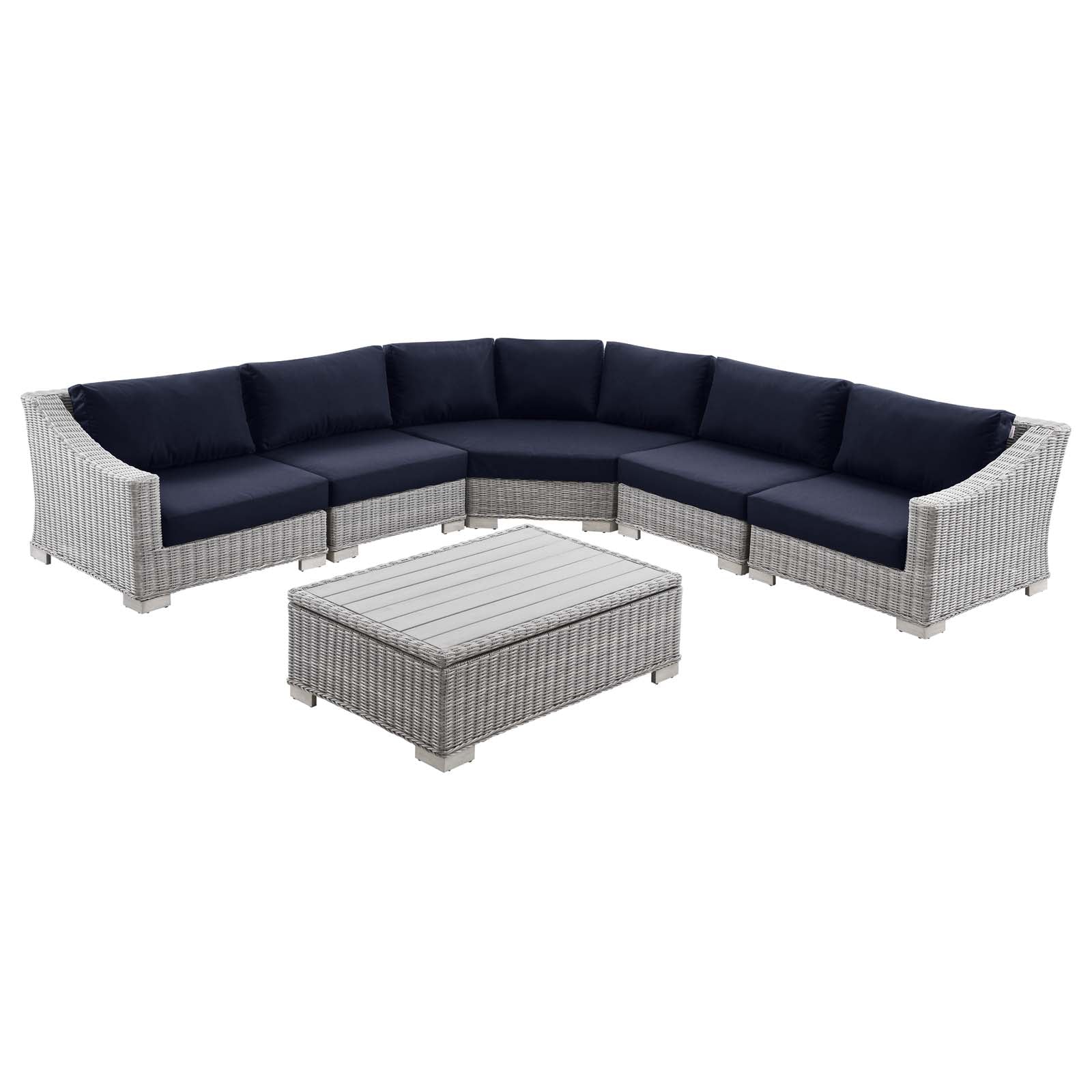 Modway Conway Outdoor Patio Wicker Rattan 6-Piece Sectional Sofa Furniture Set | Outdoor Sofas, Loveseats & Sectionals | 