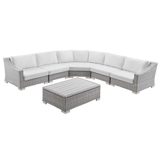 Modway Conway Outdoor Patio Wicker Rattan 6-Piece Sectional Sofa Furniture Set | Outdoor Sofas, Loveseats & Sectionals | 
