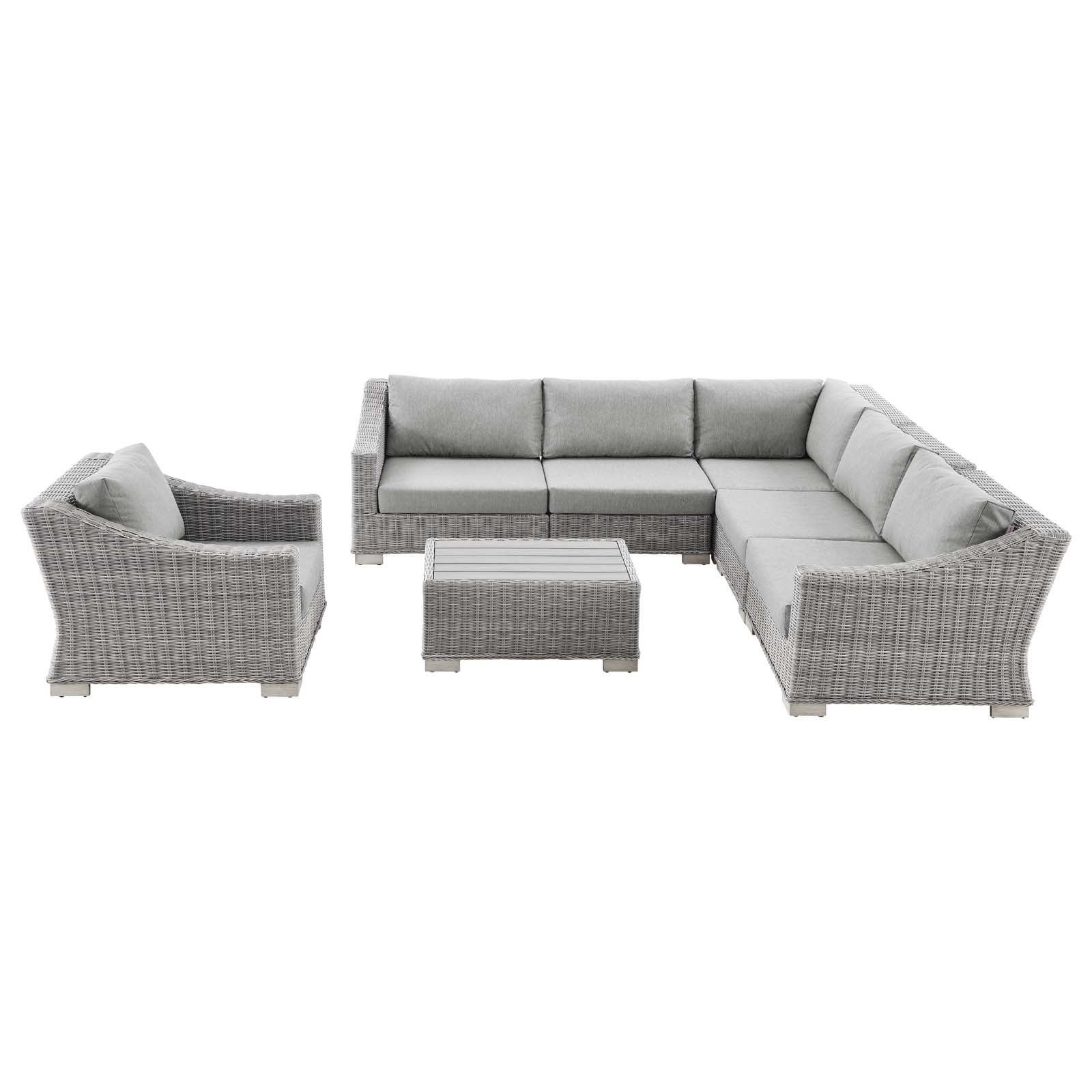 Modway Conway Outdoor Patio Wicker Rattan 7-Piece Sectional Sofa Furniture Set | Outdoor Sofas, Loveseats & Sectionals
