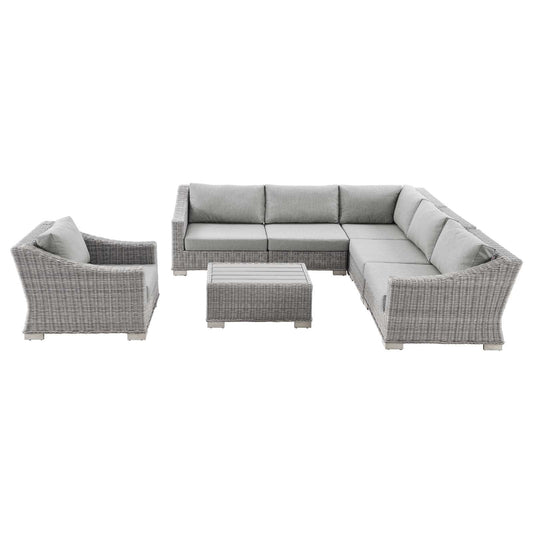Modway Conway Outdoor Patio Wicker Rattan 7-Piece Sectional Sofa Furniture Set | Outdoor Sofas, Loveseats & Sectionals