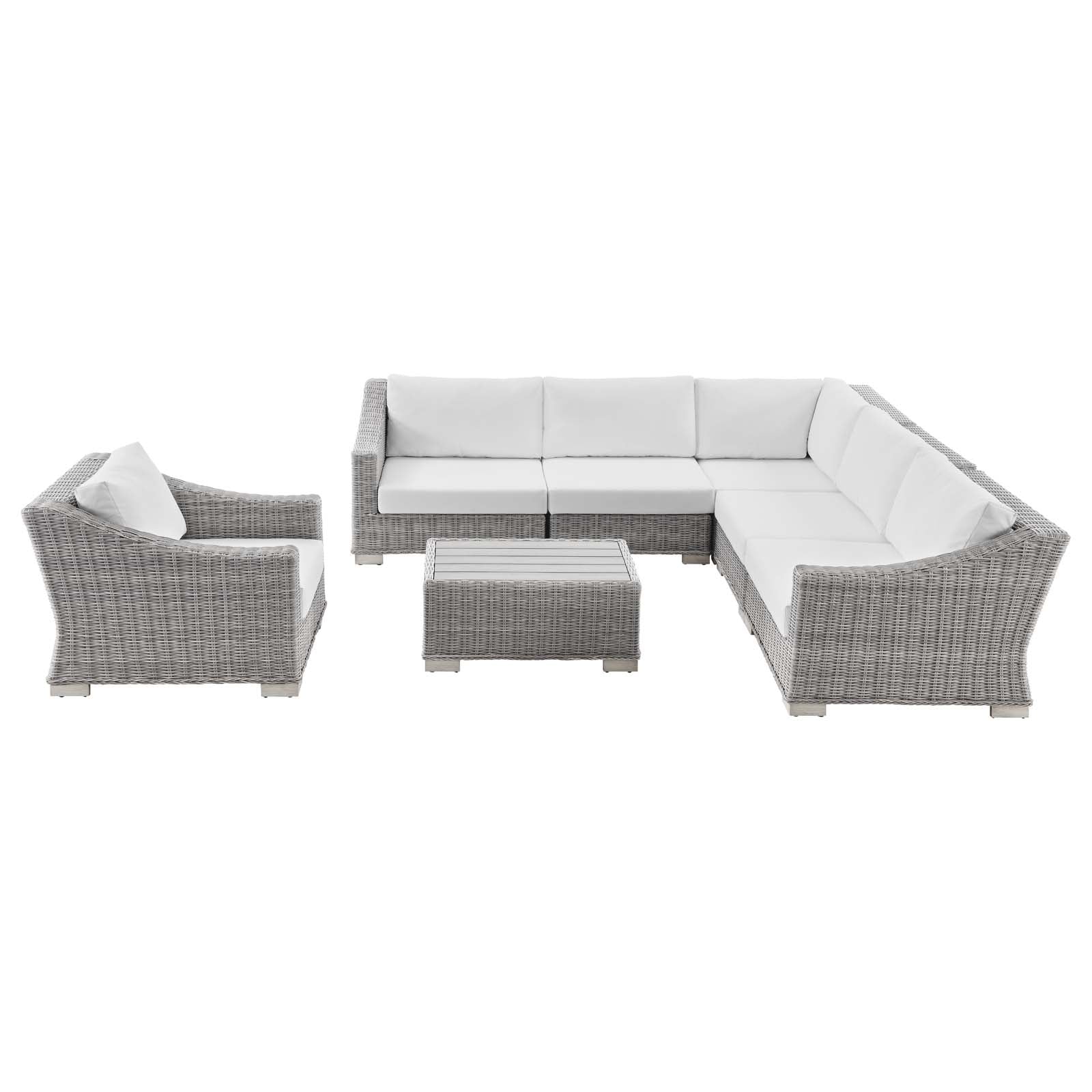 Modway Conway Outdoor Patio Wicker Rattan 7-Piece Sectional Sofa Furniture Set | Outdoor Sofas, Loveseats & Sectionals | 
