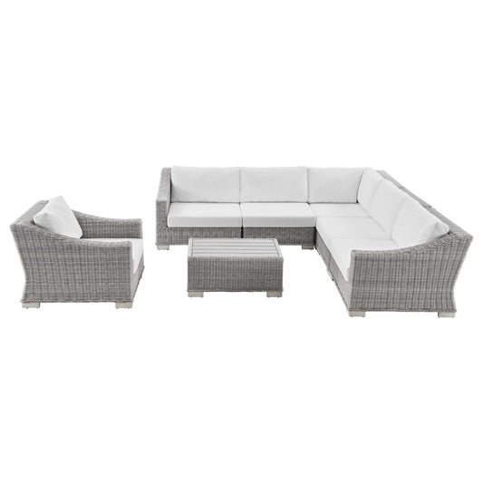 Modway Conway Outdoor Patio Wicker Rattan 7-Piece Sectional Sofa Furniture Set | Outdoor Sofas, Loveseats & Sectionals | 