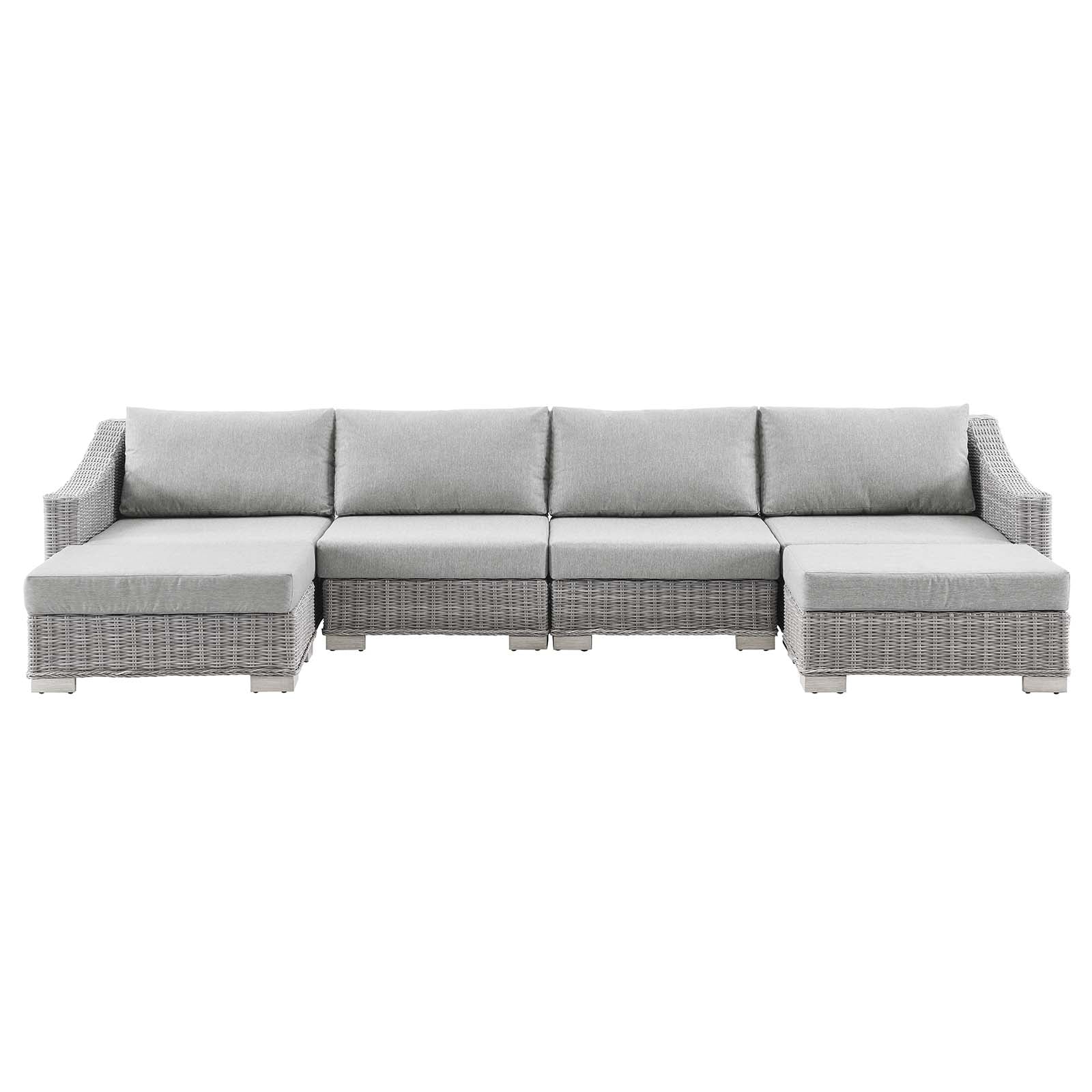 Modway Conway Outdoor Patio Wicker Rattan 6-Piece Sectional Sofa Furniture Set | Outdoor Sofas, Loveseats & Sectionals
