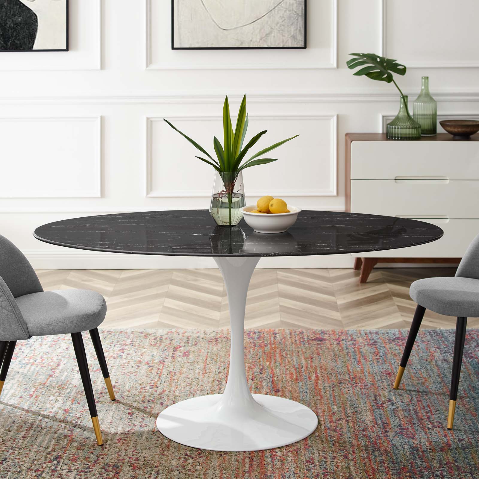 Modway Lippa 60" Artificial Marble Dining Table | Dining Tables | Modishstore