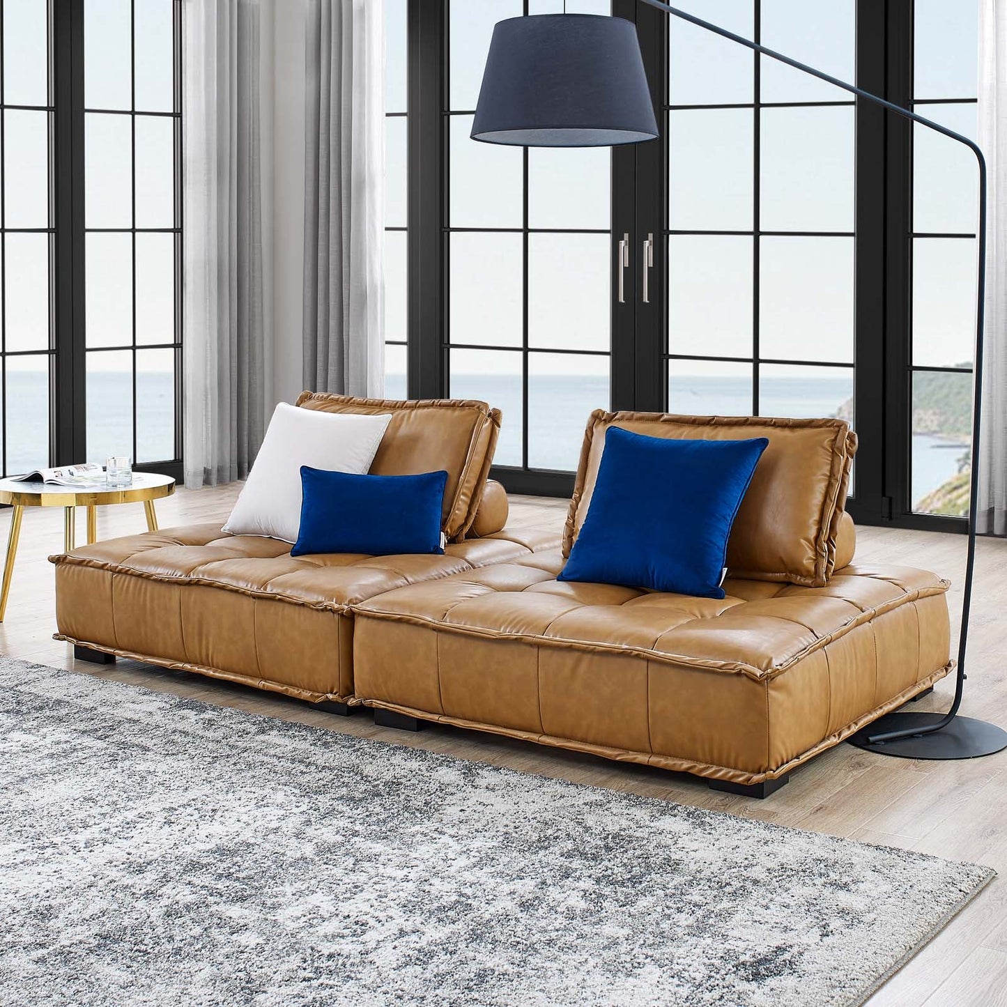 Modway Saunter Tufted Vegan Leather Vegan Leather 2-Piece Loveseat | Sofas | Modishstore