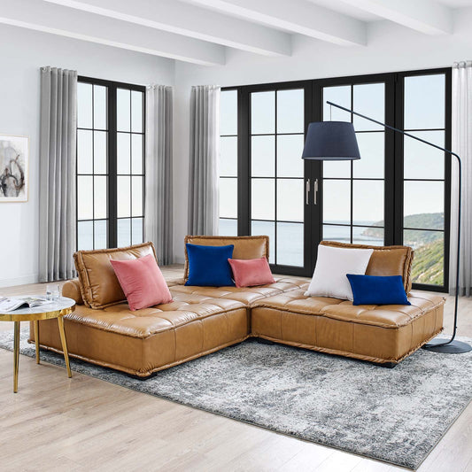 Modway Saunter Tufted Vegan Leather Vegan Leather 3-Piece Sofa | Sofas | Modishstore