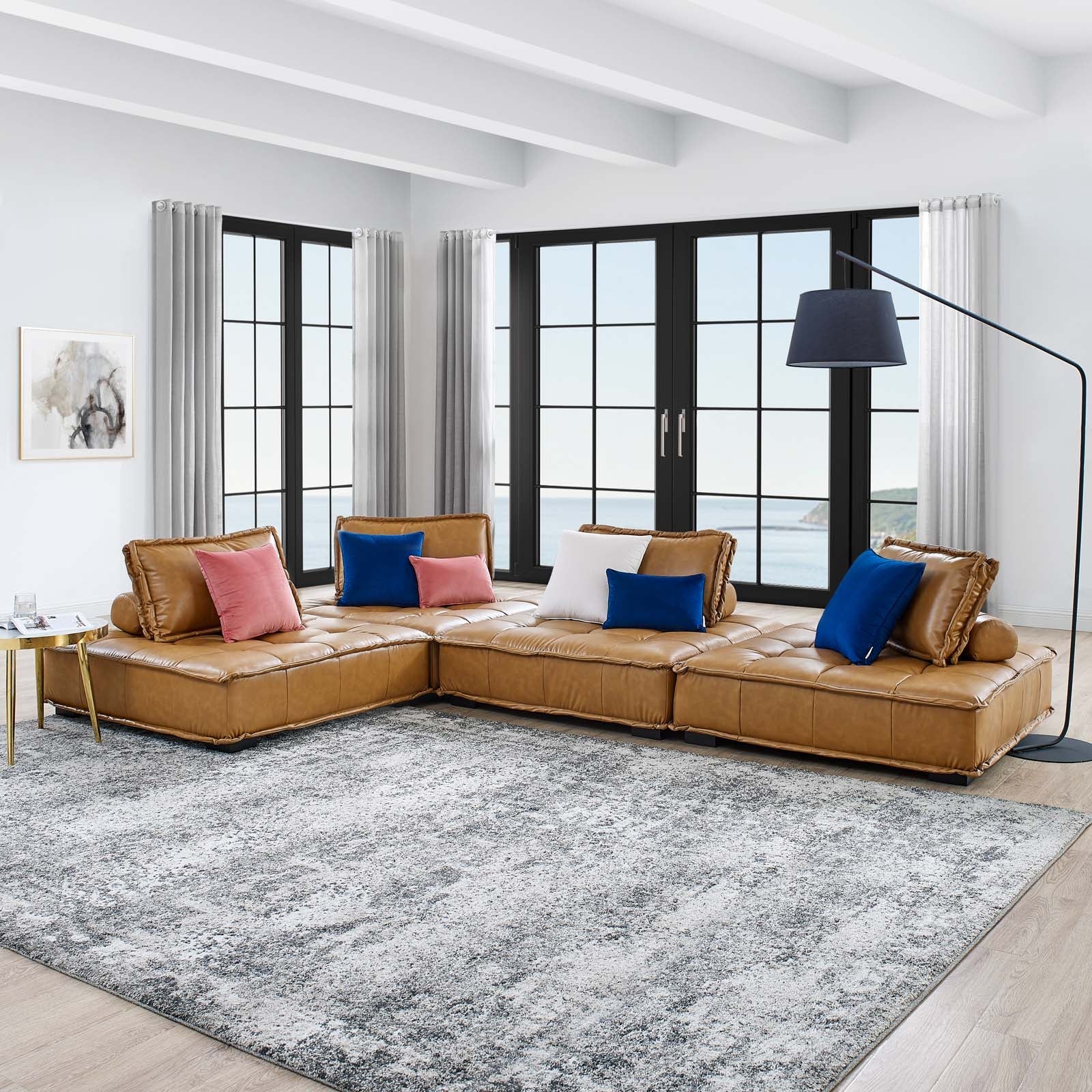 Modway Saunter Tufted Vegan Leather Vegan Leather 4-Piece Sectional Sofa | Sofas | Modishstore