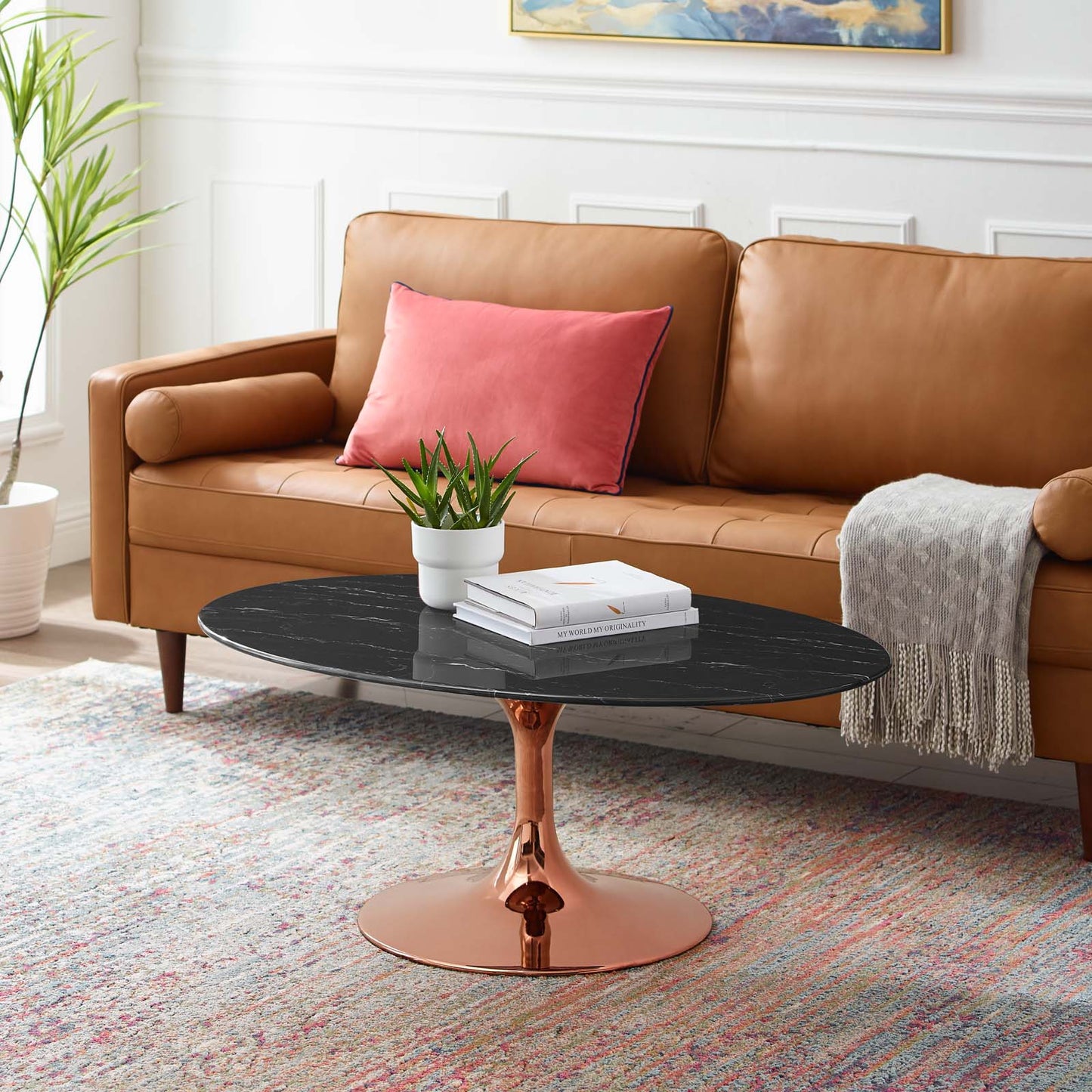 Lippa 42" Oval Artificial Marble Coffee Table By Modway - EEI-5282 | Coffee Tables