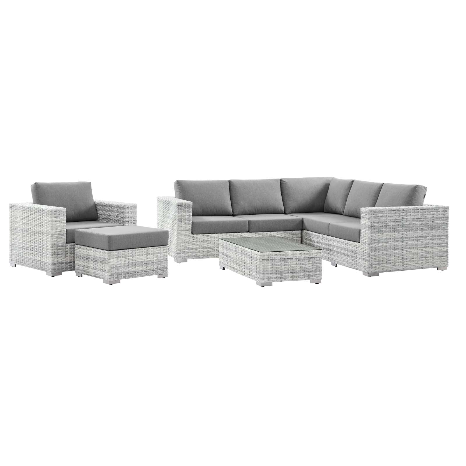 Modway Convene 6-Piece Outdoor Patio Sectional Set | Outdoor Sofas, Loveseats & Sectionals | 