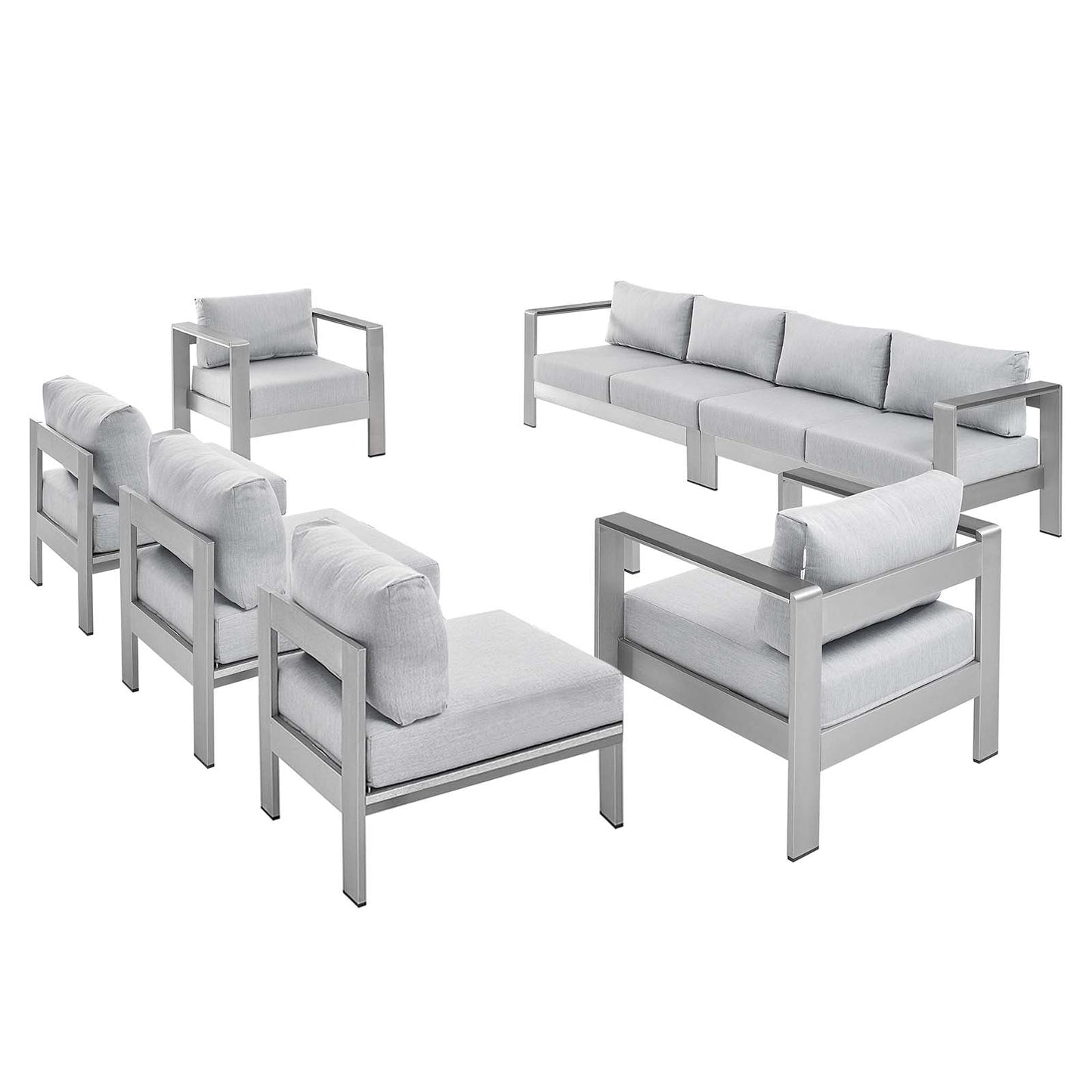 Shore Sunbrella® Fabric Outdoor Patio Aluminum 7 Piece Sectional Sofa Set By Modway | Outdoor Sofas, Loveseats & Sectionals | Modishstore