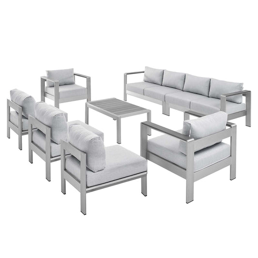 Shore Sunbrella® Fabric Outdoor Patio Aluminum 8 Piece Sectional Sofa Set By Modway | Outdoor Sofas, Loveseats & Sectionals | Modishstore