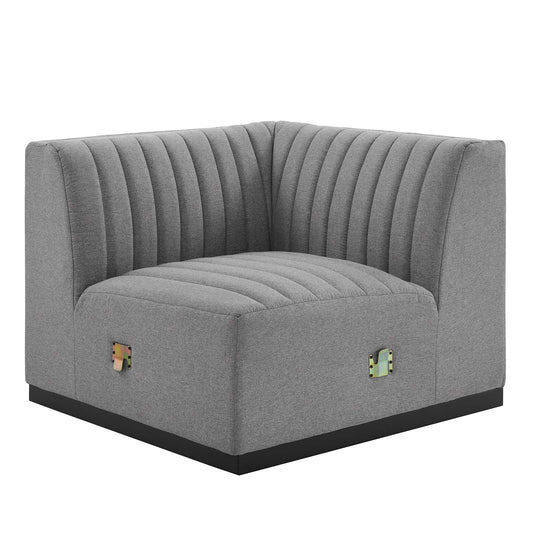 Conjure Channel Tufted Upholstered Fabric Right Corner Chair By Modway - EEI-5499 | Sofas - 2