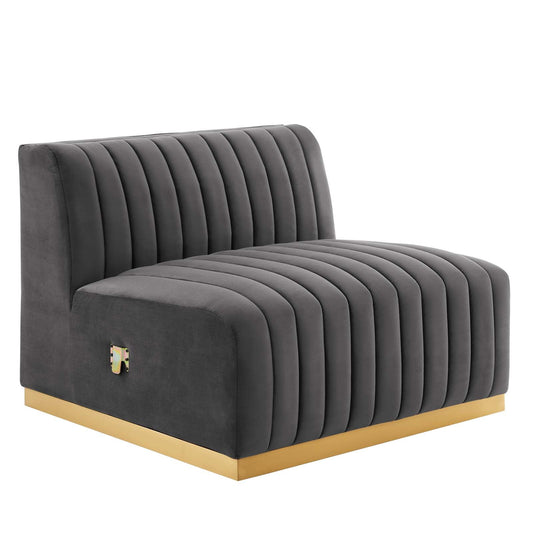 Conjure Channel Tufted Performance Velvet Armless Chair By Modway - EEI-5504 | Lounge Chairs - 3
