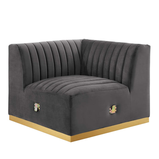 Conjure Channel Tufted Performance Velvet Left Corner Chair By Modway - EEI-5505 | Lounge Chairs - 3