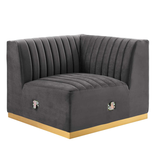 Conjure Channel Tufted Performance Velvet Right Corner Chair By Modway - EEI-5506 | Armchairs - 3