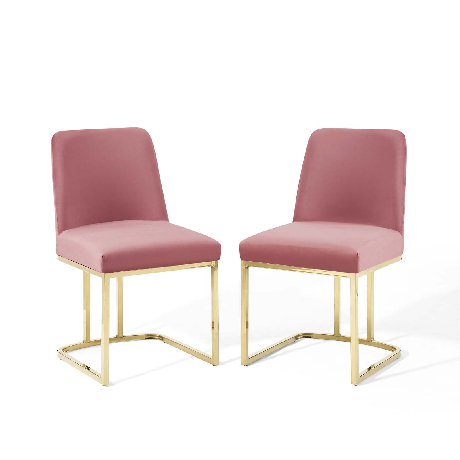 Amplify Sled Base Performance Velvet Dining Chairs - Set of 2 By Modway | Dining Chairs