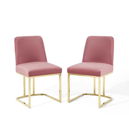 Amplify Sled Base Performance Velvet Dining Chairs - Set of 2 By Modway | Dining Chairs