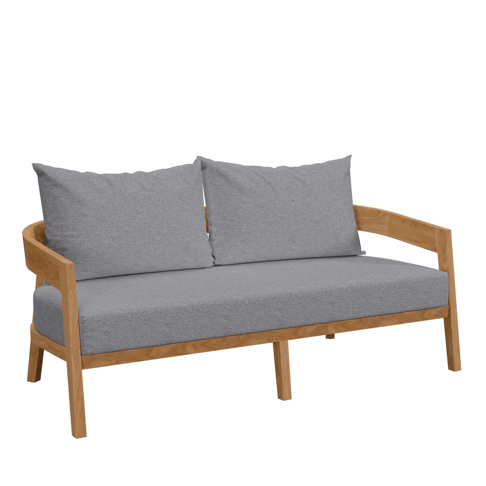Brisbane Teak Wood Outdoor Patio Loveseat By Modway - EEI-5601-NAT-GRY | Outdoor Sofas, Loveseats & Sectionals |  Modishstore