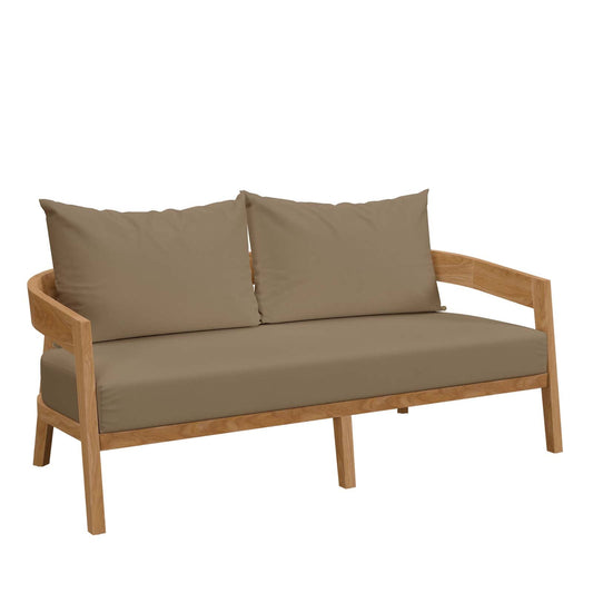 Brisbane Teak Wood Outdoor Patio Loveseat By Modway - EEI-5601-NAT-GRY | Outdoor Sofas, Loveseats & Sectionals |  Modishstore - 2