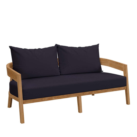 Brisbane Teak Wood Outdoor Patio Loveseat By Modway - EEI-5601-NAT-GRY | Outdoor Sofas, Loveseats & Sectionals |  Modishstore - 3