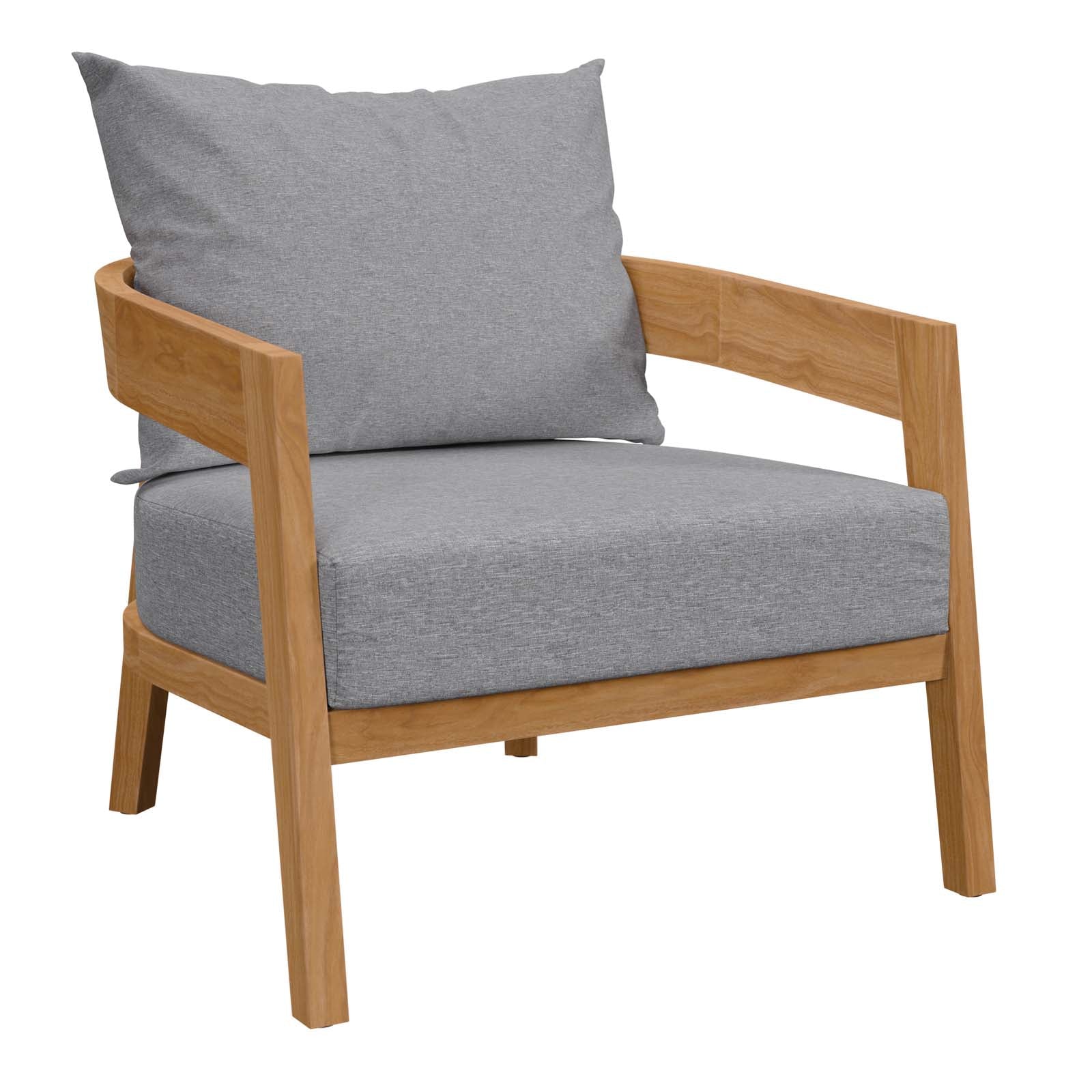 Brisbane Teak Wood Outdoor Patio Armchair By Modway - EEI-5602-NAT-GRY | Outdoor Chairs |  Modishstore