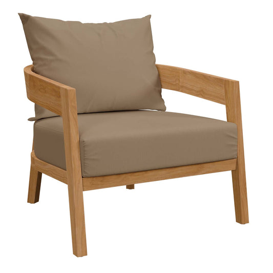 Brisbane Teak Wood Outdoor Patio Armchair By Modway - EEI-5602-NAT-GRY | Outdoor Chairs |  Modishstore - 2