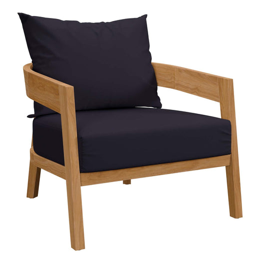 Brisbane Teak Wood Outdoor Patio Armchair By Modway - EEI-5602-NAT-GRY | Outdoor Chairs |  Modishstore - 3