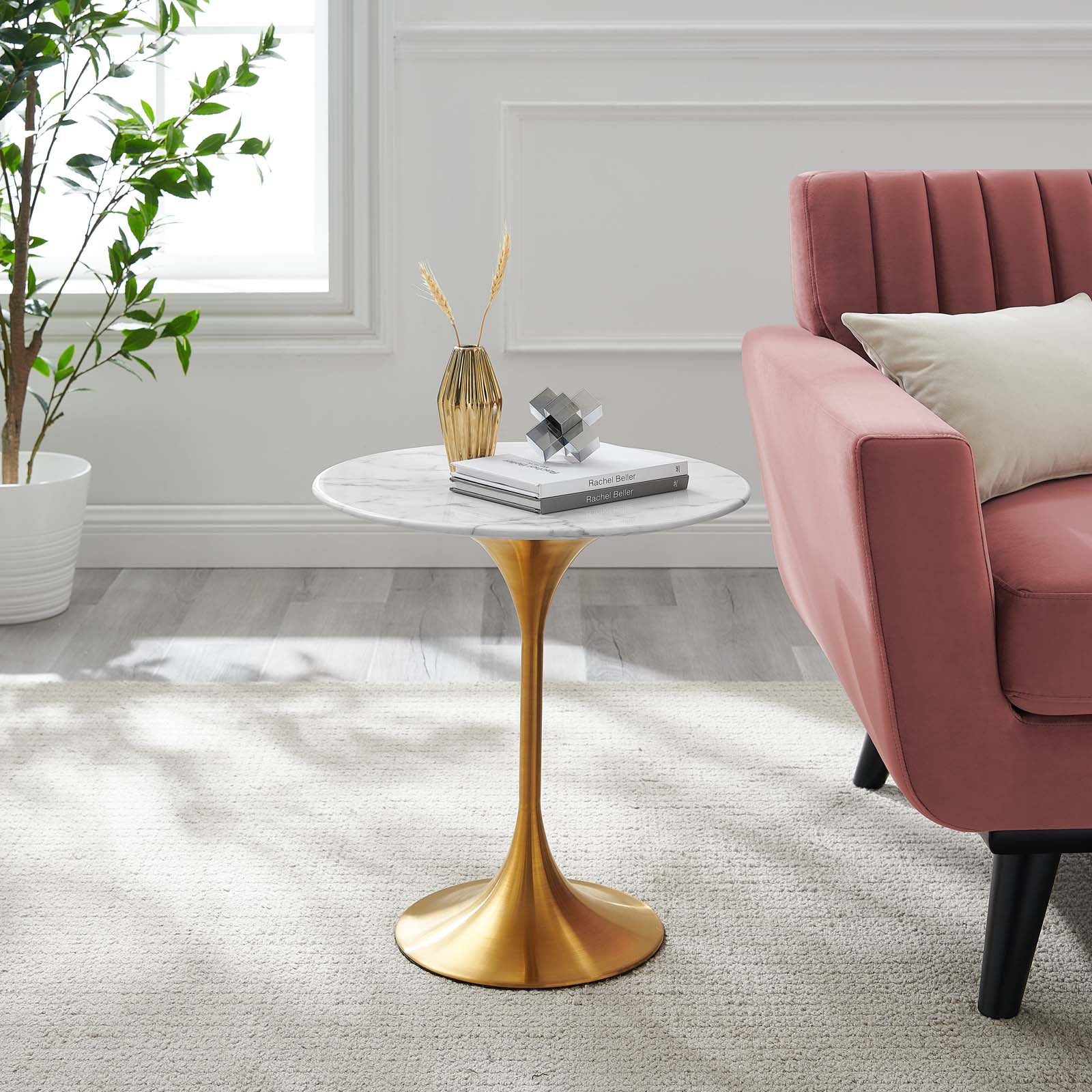 Lippa 20" Round Artificial Marble Side Table By Modway - EEI-5685 | Side Tables