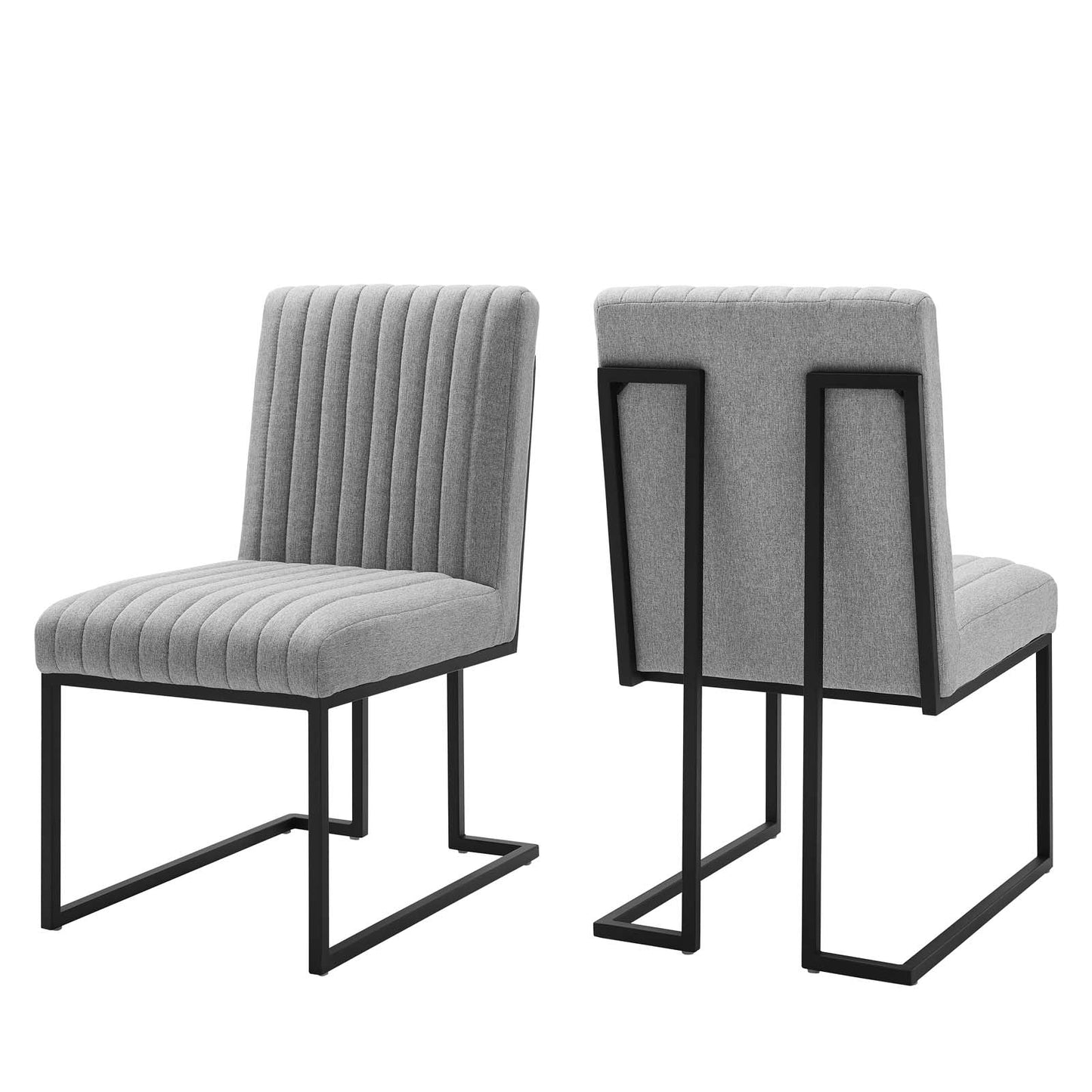Indulge Channel Tufted Fabric Dining Chairs - Set of 2 By Modway |  | 