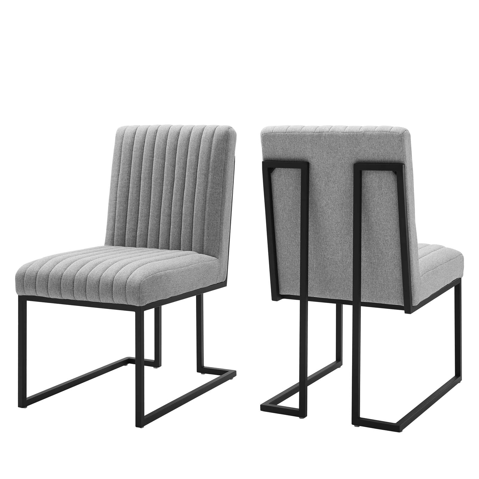 Indulge Channel Tufted Fabric Dining Chairs - Set of 2 By Modway |  | 