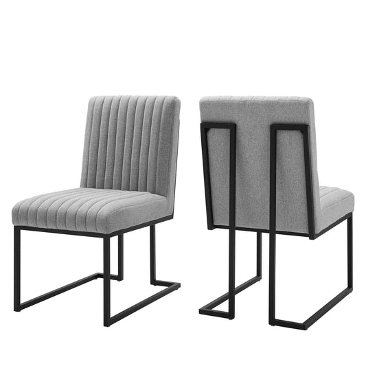 Indulge Channel Tufted Fabric Dining Chairs - Set of 2 By Modway |  | 