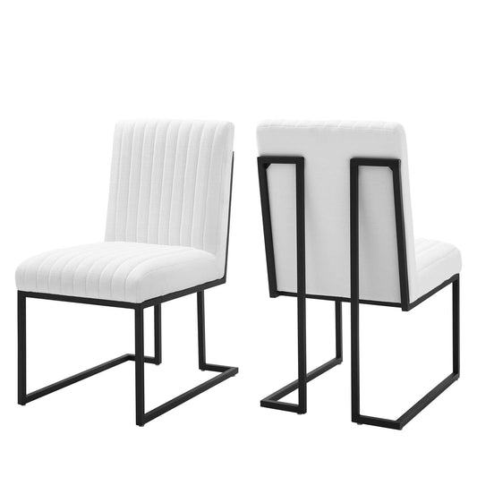 Indulge Channel Tufted Fabric Dining Chairs - Set of 2 By Modway |  | 