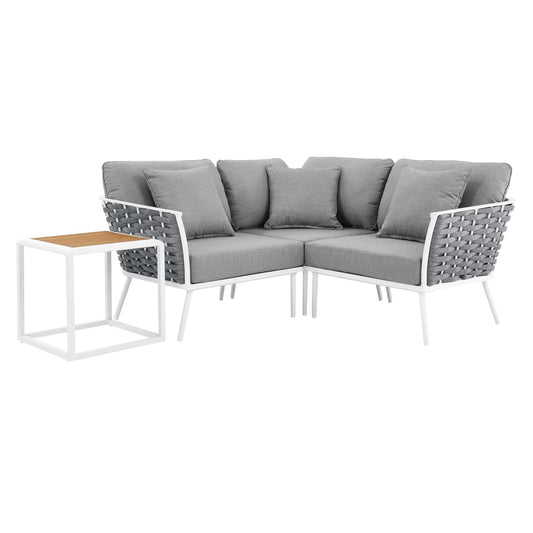 Stance 4 Piece Outdoor Patio Aluminum Outdoor Patio Aluminum Sectional Sofa Set By Modway | Outdoor Sofas, Loveseats & Sectionals | Modishstore