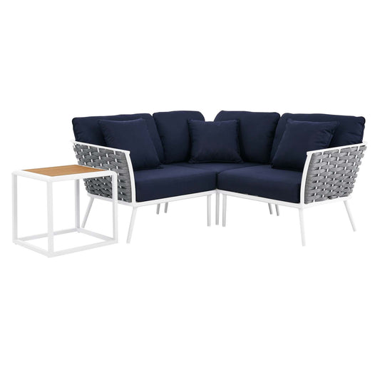 Stance 4 Piece Outdoor Patio Aluminum Outdoor Patio Aluminum Sectional Sofa Set By Modway | Outdoor Sofas, Loveseats & Sectionals | Modishstore-2