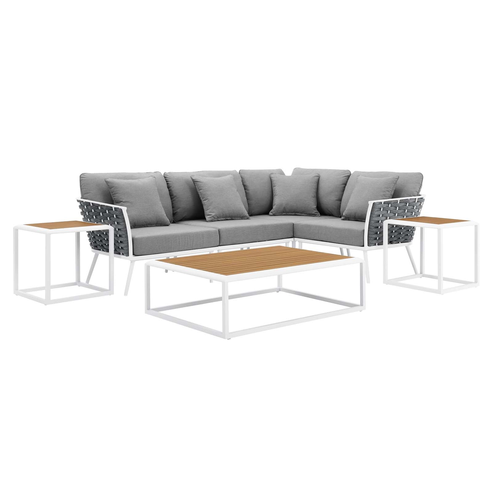 Stance 7 Piece Outdoor Patio Aluminum Outdoor Patio Aluminum Sectional Sofa Set By Modway | Outdoor Sofas, Loveseats & Sectionals | Modishstore
