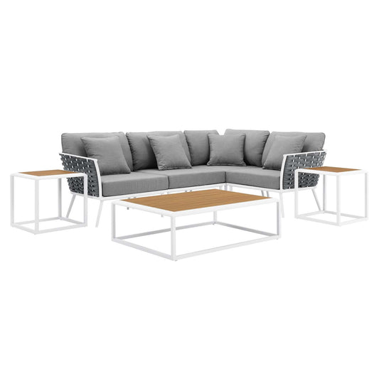 Stance 7 Piece Outdoor Patio Aluminum Outdoor Patio Aluminum Sectional Sofa Set By Modway | Outdoor Sofas, Loveseats & Sectionals | Modishstore