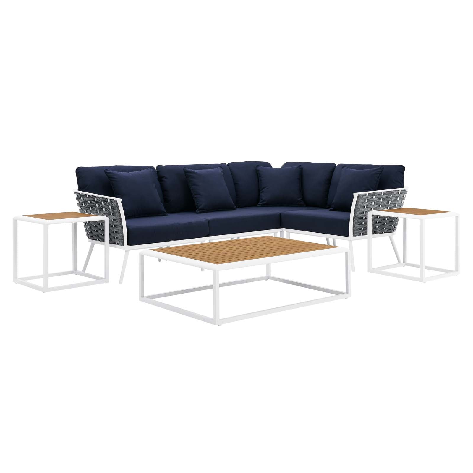 Stance 7 Piece Outdoor Patio Aluminum Outdoor Patio Aluminum Sectional Sofa Set By Modway | Outdoor Sofas, Loveseats & Sectionals | Modishstore-2