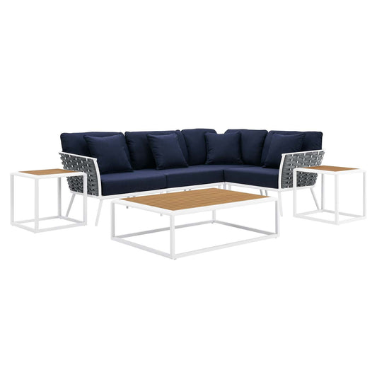 Stance 7 Piece Outdoor Patio Aluminum Outdoor Patio Aluminum Sectional Sofa Set By Modway | Outdoor Sofas, Loveseats & Sectionals | Modishstore-2