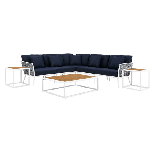 Stance 8 Piece Outdoor Patio Aluminum Outdoor Patio Aluminum Sectional Sofa Set By Modway | Outdoor Sofas, Loveseats & Sectionals | Modishstore-2