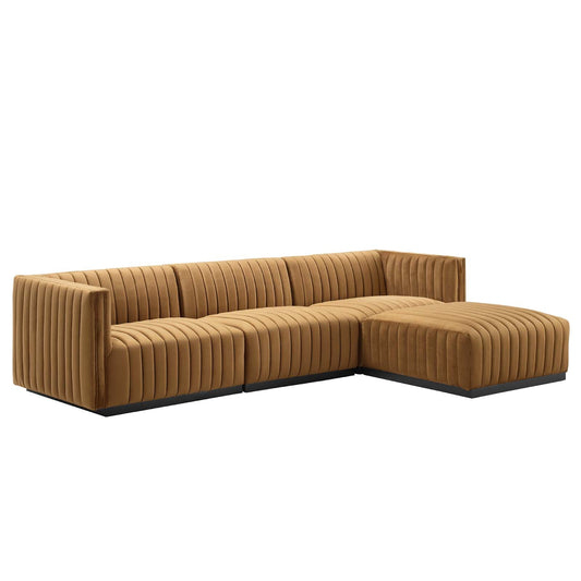 Conjure Channel Tufted Performance Velvet 4-Piece Sectional By Modway - EEI-5766 | Sectional