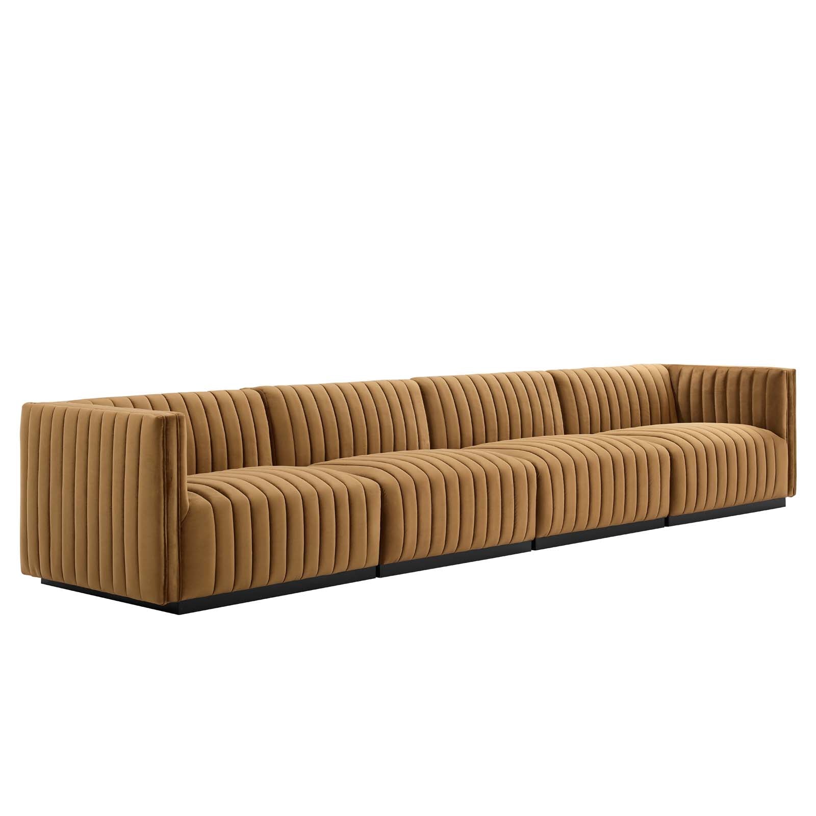 Conjure Channel Tufted Performance Velvet 4-Piece Sofa By Modway - EEI-5767 | Sofa Set