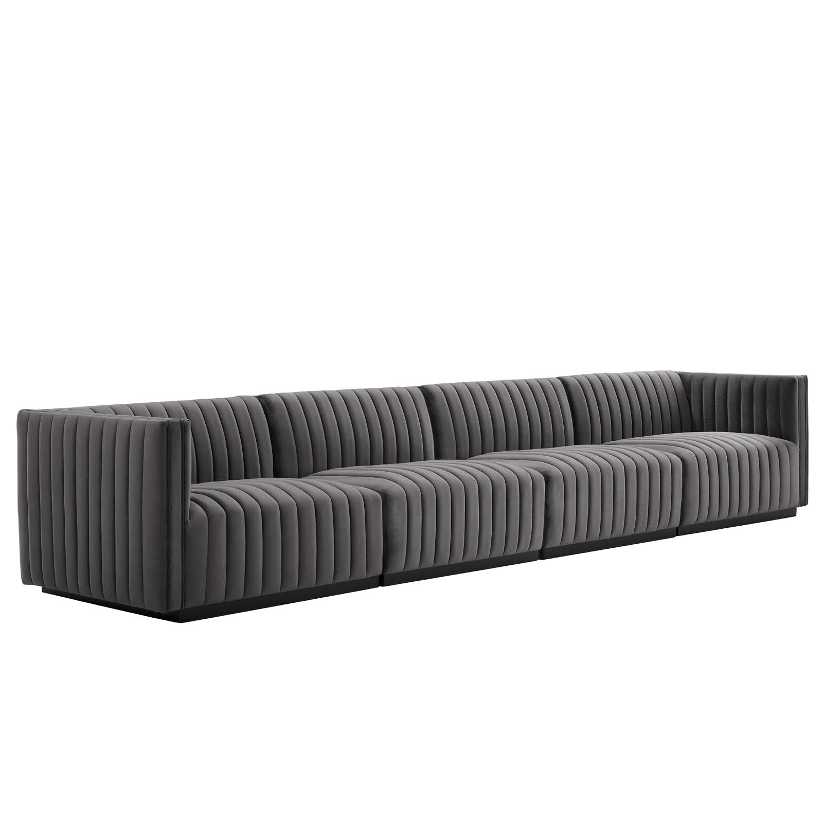 Conjure Channel Tufted Performance Velvet 4-Piece Sofa By Modway - EEI-5767 | Sofa Set - 3