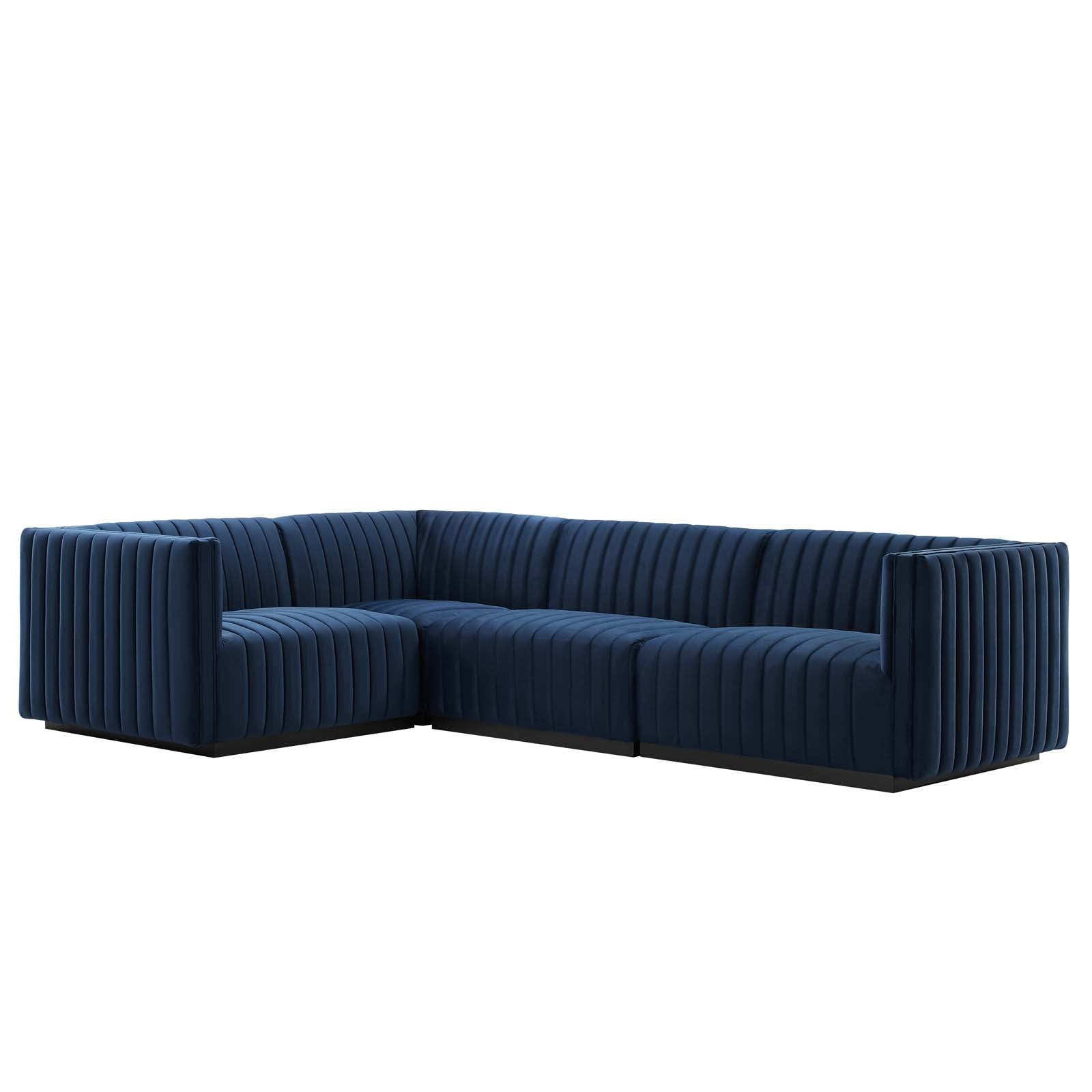 Conjure Channel Tufted Performance Velvet 4-Piece Sectional By Modway - EEI-5769 | Sectional - 4