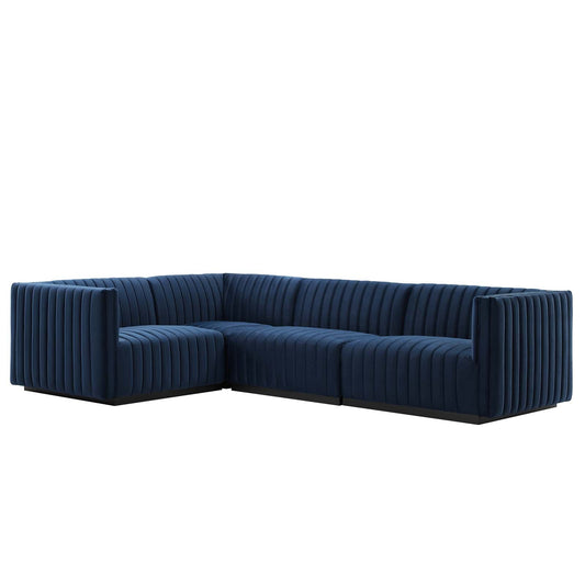 Conjure Channel Tufted Performance Velvet 4-Piece Sectional By Modway - EEI-5769 | Sectional - 4
