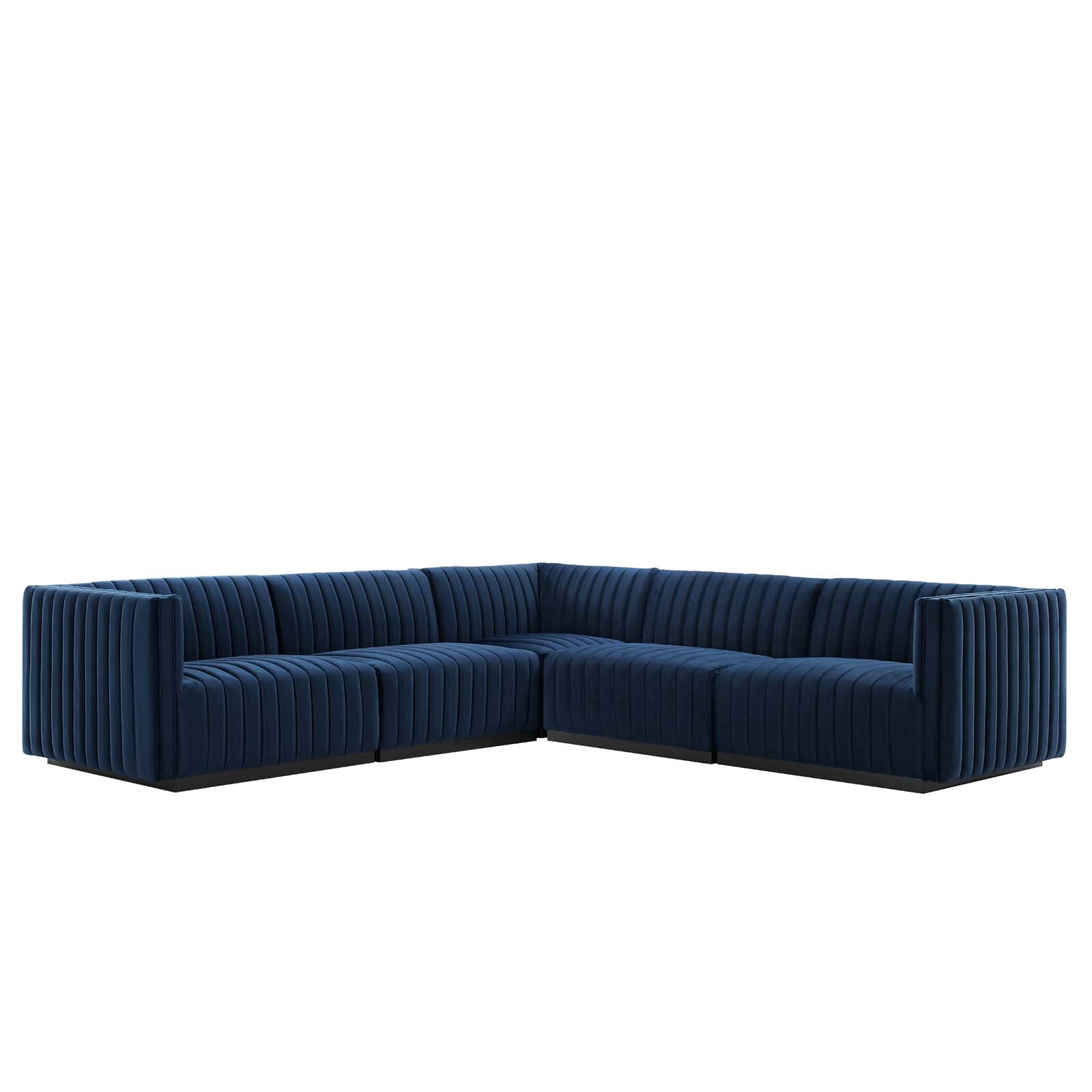 Conjure Channel Tufted Performance Velvet 5-Piece Sectional By Modway - EEI-5771 | Sectional - 4