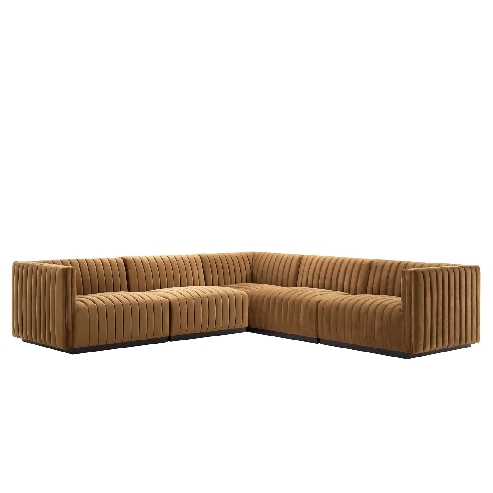 Conjure Channel Tufted Performance Velvet 5-Piece Sectional By Modway - EEI-5772 | Sectional